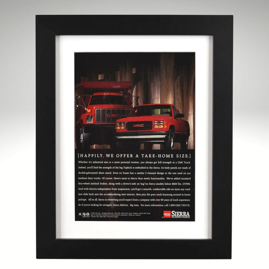 Framed 1994 GMC Sierra Truck Ad 12x15 Vintage GMC Print