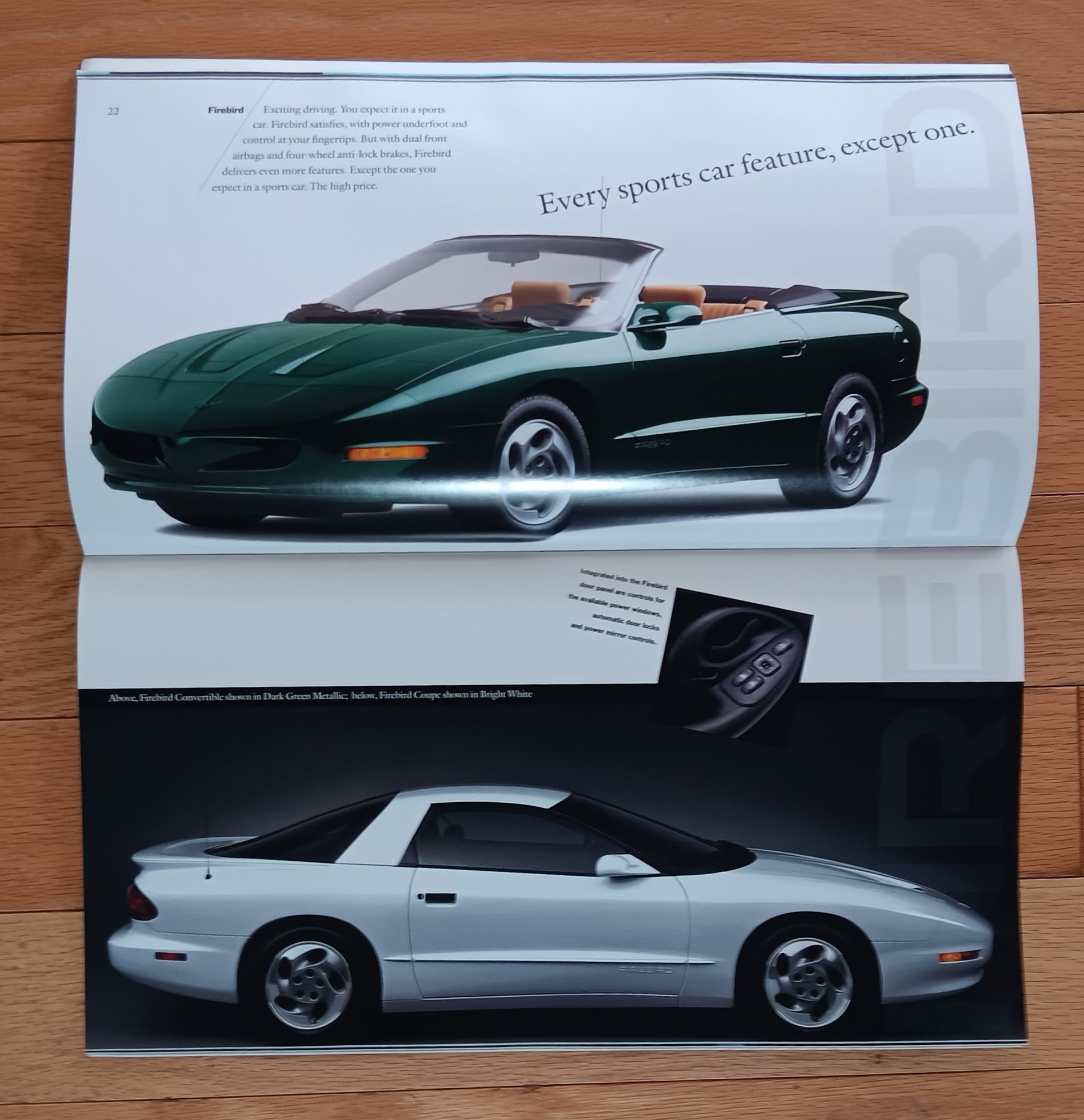 1995 Pontiac Firebird convertible brochure green and white models
