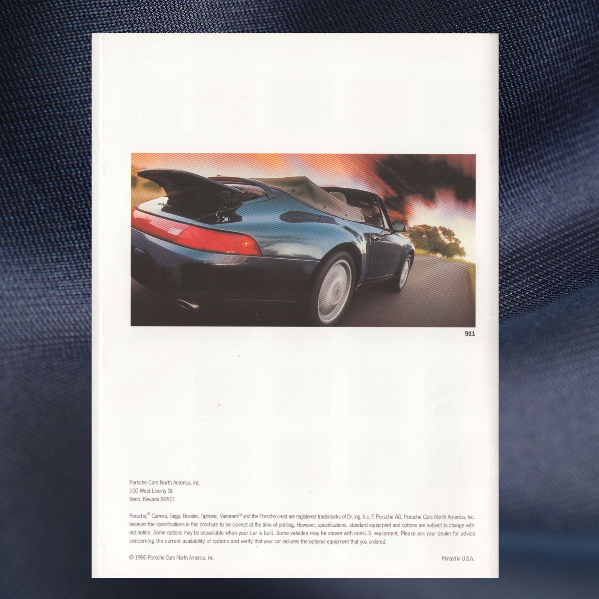 1997 Porsche Boxster 911 dealer brochure Carrera Turbo Cabriolet Targa 22 page sales literature back cover
