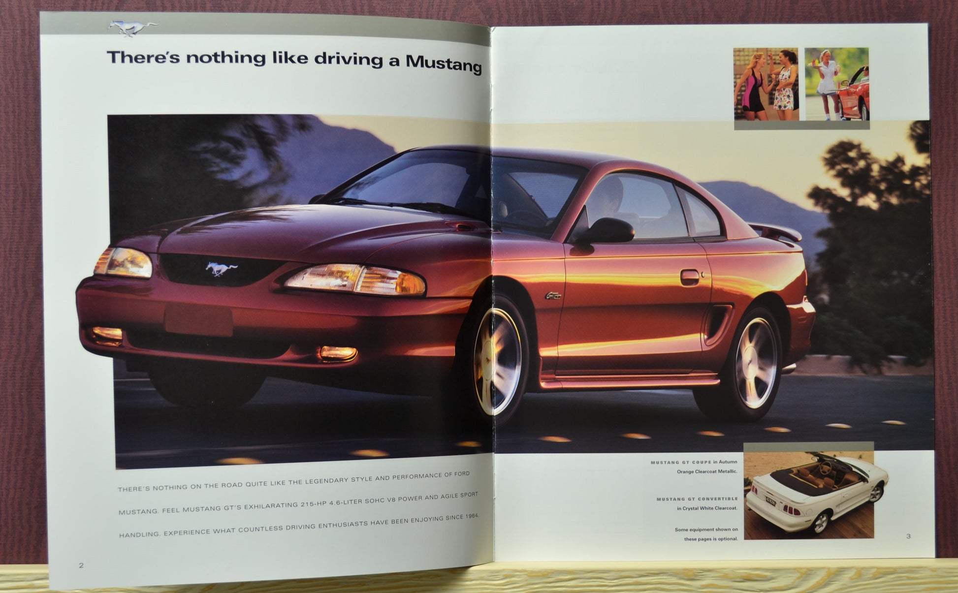 1997 Ford Mustang Dealer Brochure interior pages with red mustang GT