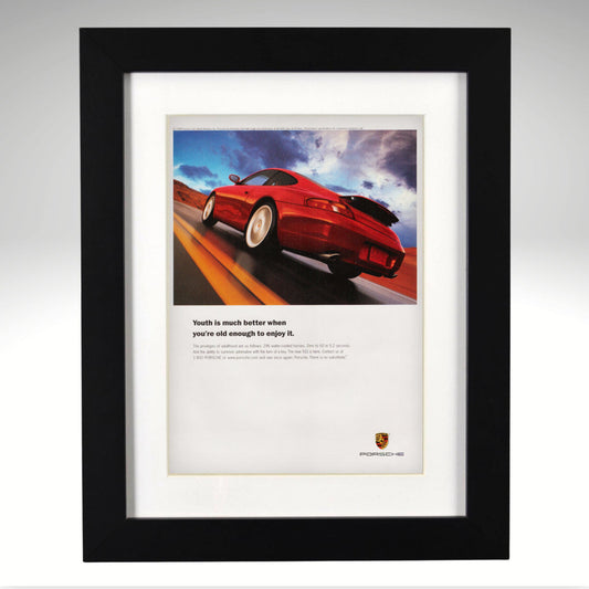 1998 Porsche 911 Carrera red car original ad framed print