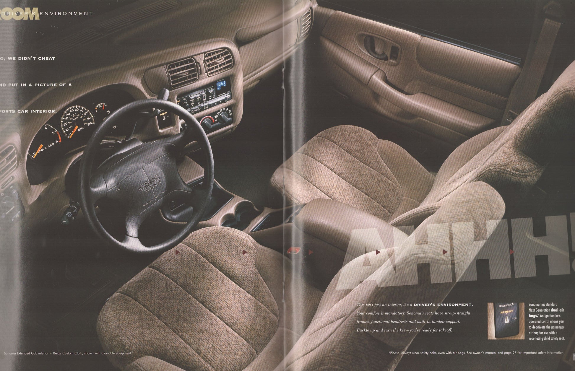 1998 GMC Sonoma pickup truck original dealer sales brochure Extended Cab Sportside Highrider 30 interior pages