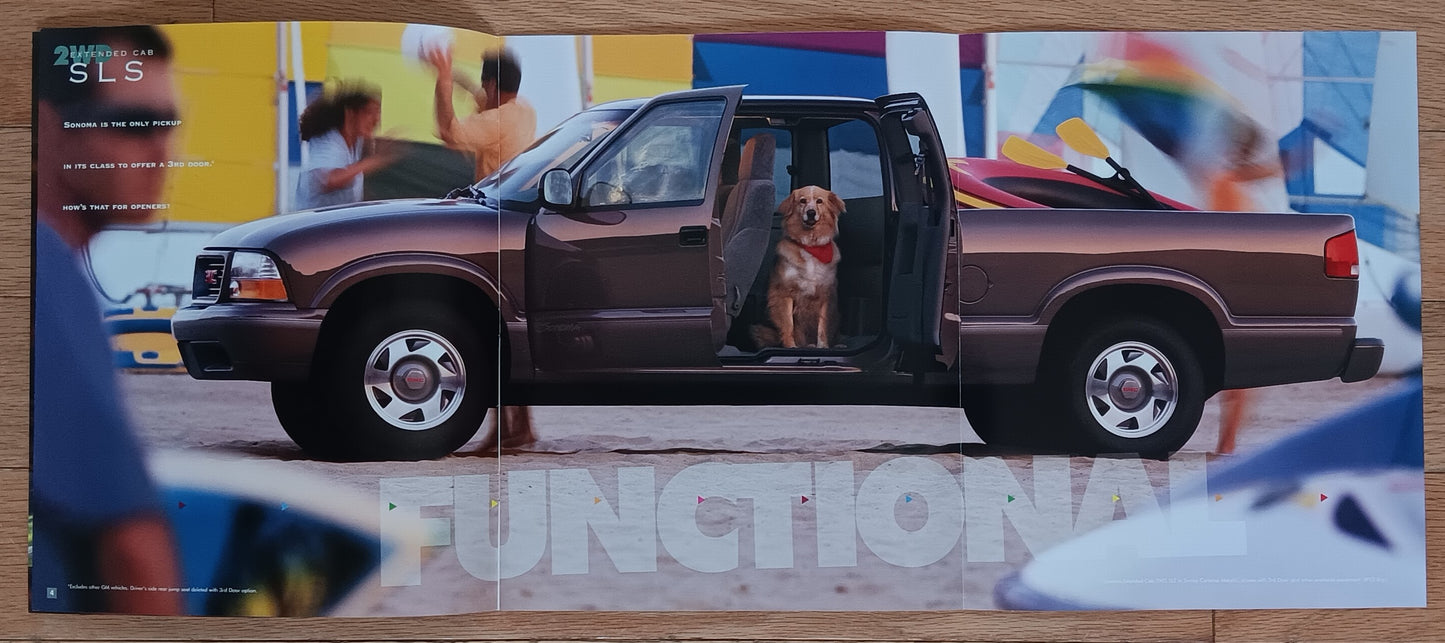 1998 GMC Sonoma pickup truck 2WD SLS original dealer sales brochure Extended Cab pages