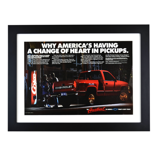 1988 Chevy Truck Print Ad with Coke Machine – Framed Wall Art