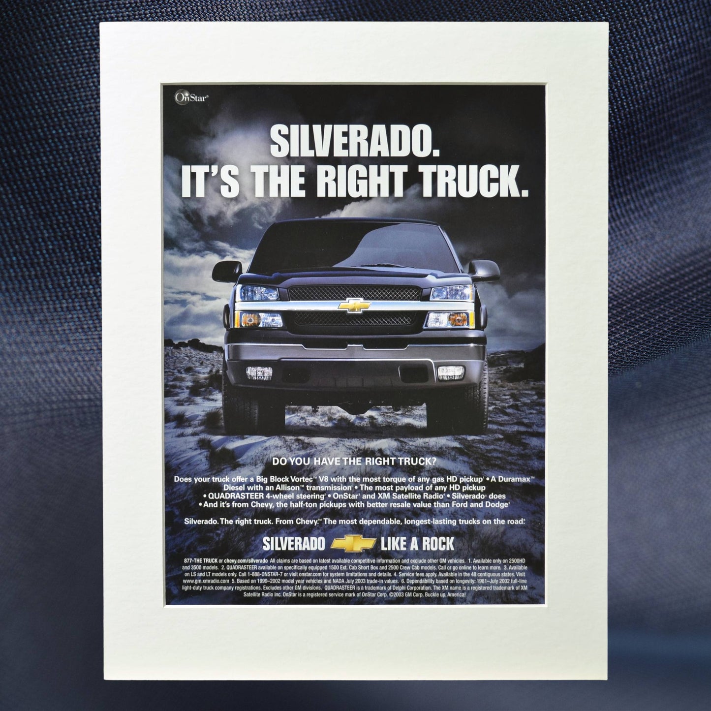 2003 Chevy Silverado vintage print ad – classic truck wall art, Chevrolet pickup memorabilia