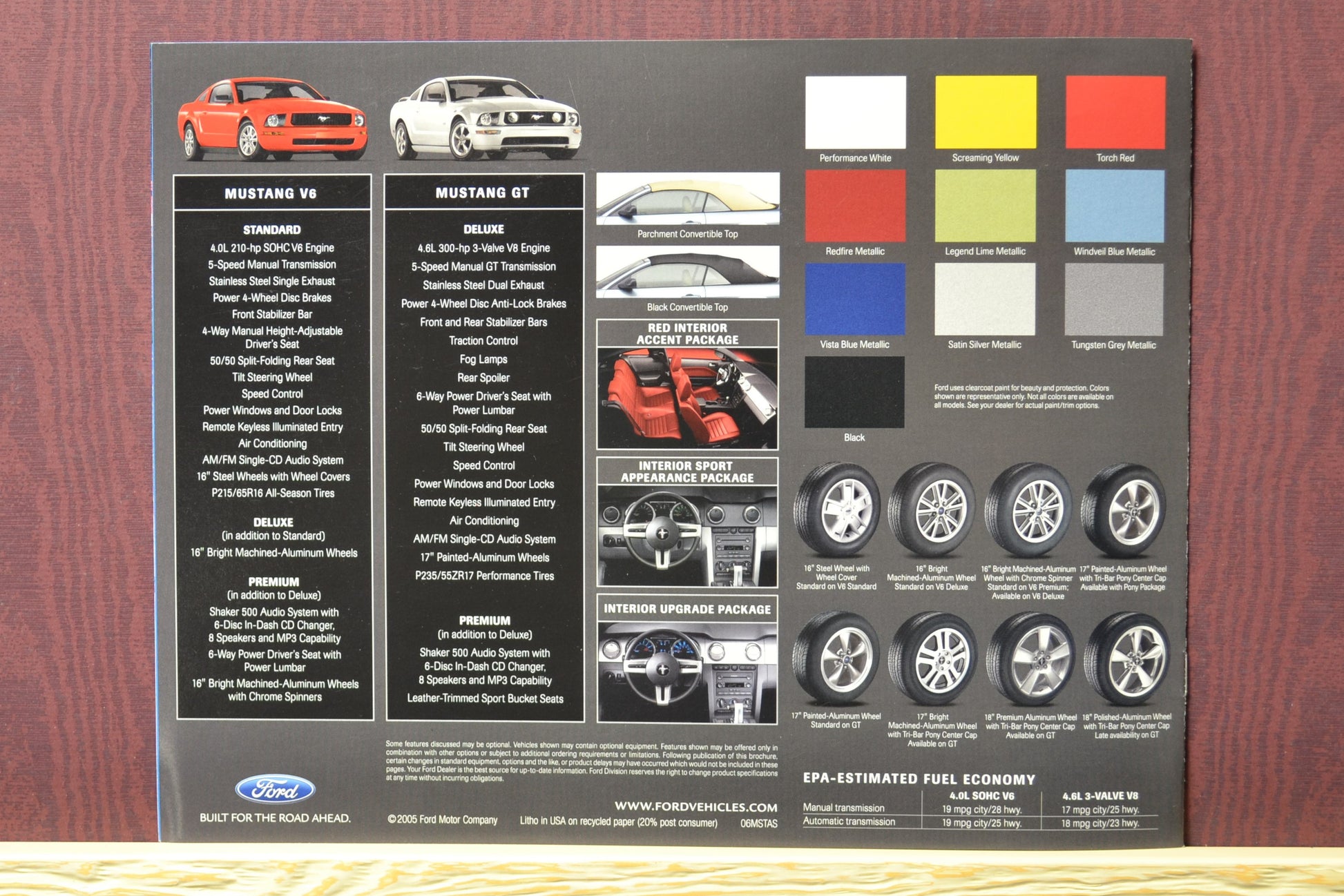 2006 Ford Mustang Dealer Brochure Back Cover - Featuring Ford Mustang GT