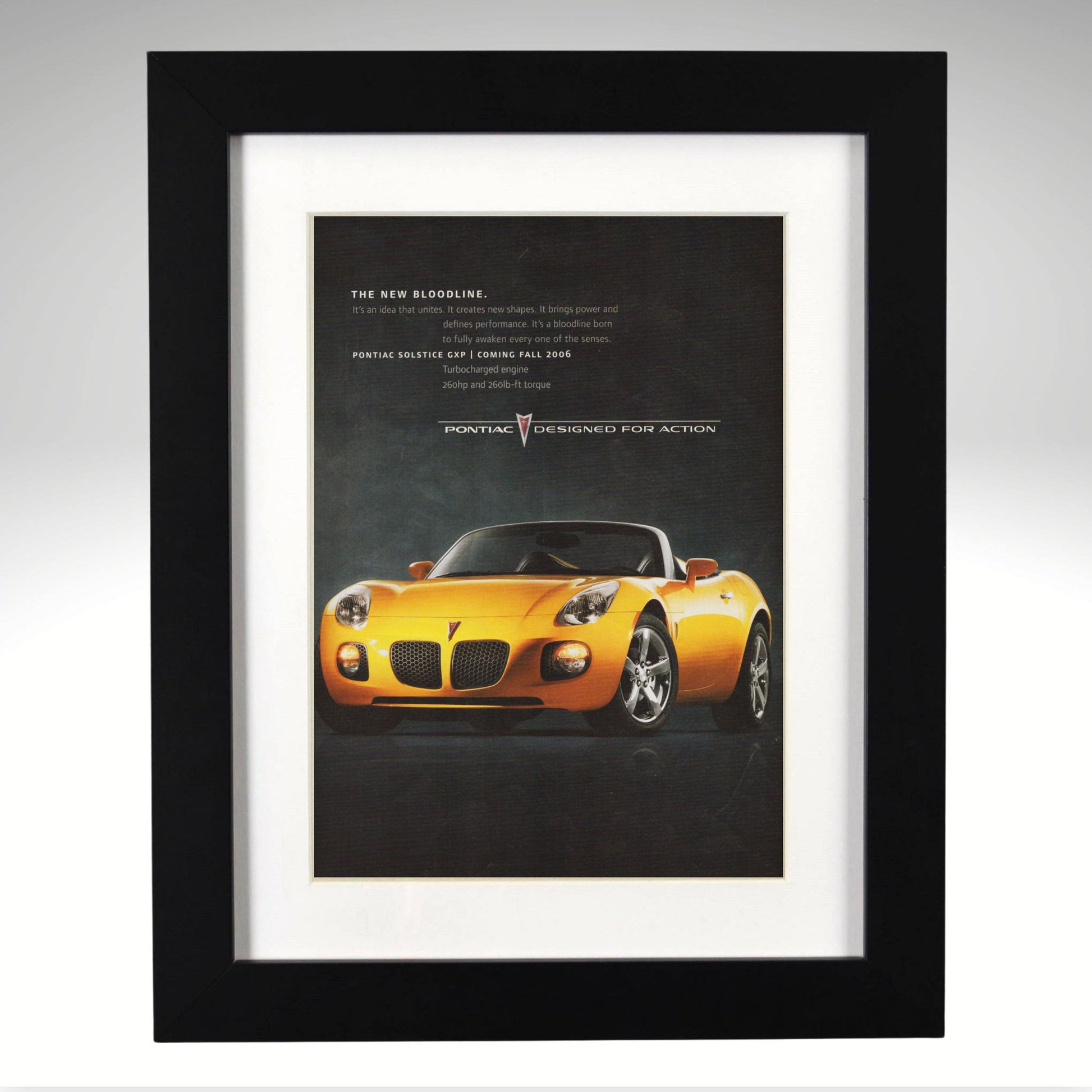 2006 Pontiac Solstice framed vintage advertisement black wood frame 12x15