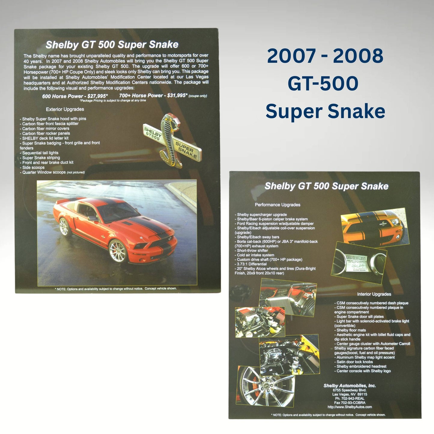 2007-2008 Shelby GT-500 Super Snake Flyer – Flyer featuring exterior and engine highlights of the Super Snake.