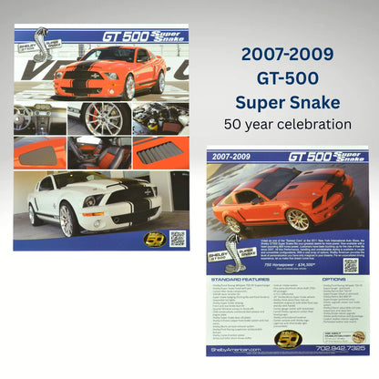 Front and back flyer showcasing the 2007-2009 GT-500 Super Snake in red with performance details.