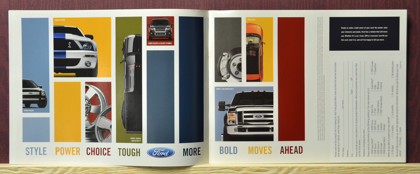 2008 Ford line up and info card interior pages brochure