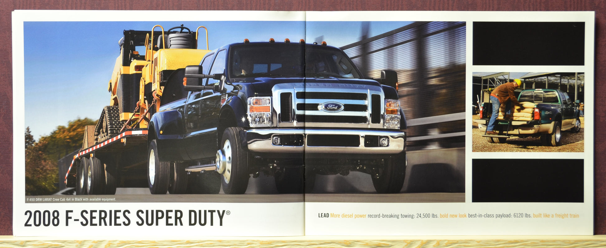 Interior pages of 2008 Ford Super Duty truck featured in sales brochure