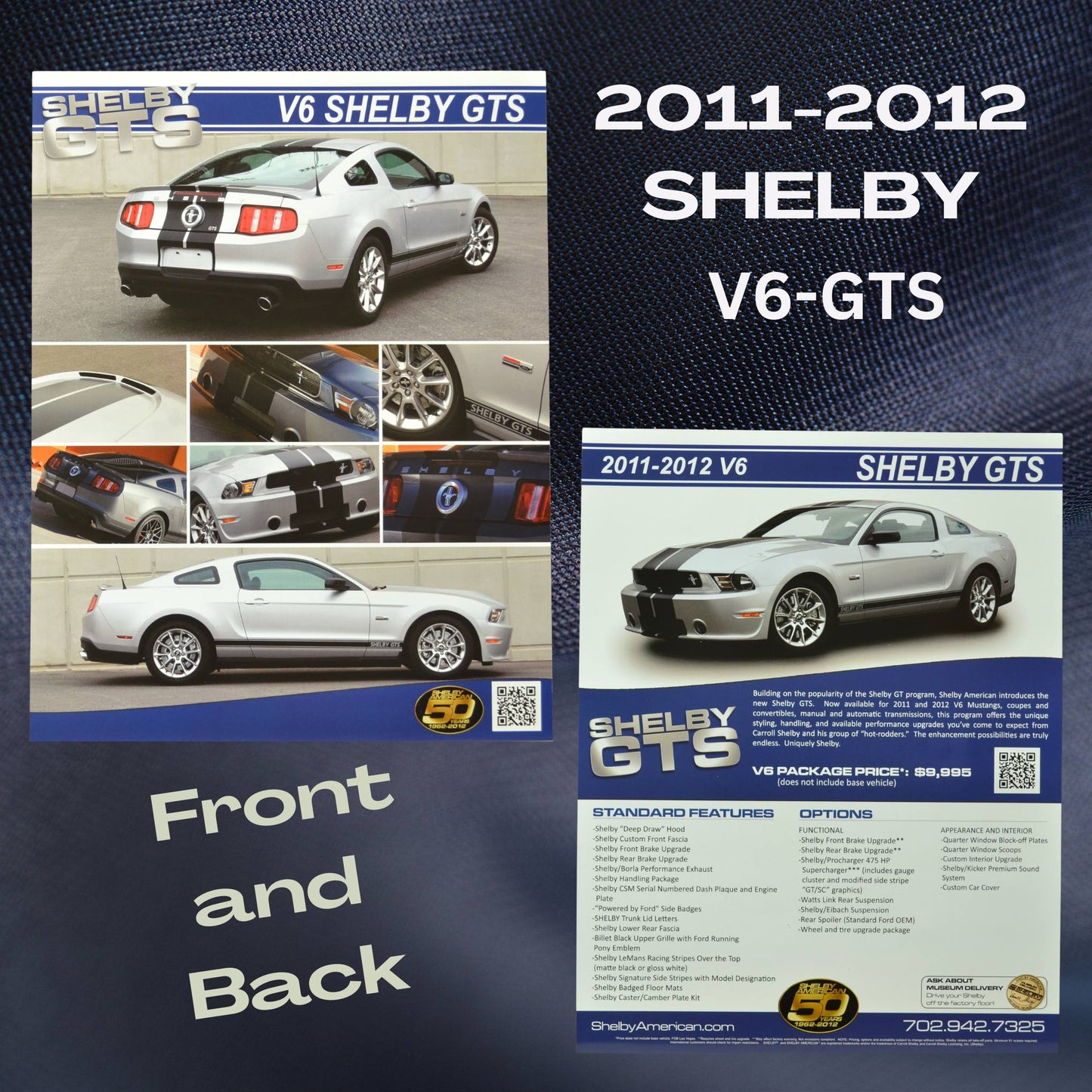 Front and back of the 2011-2012 Shelby V6-GTS flyer – John Barnes Collection