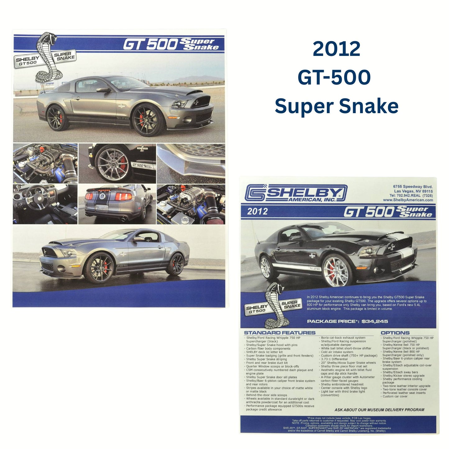 2012 Shelby GT-500 Super Snake Flyer – Standard 2012 flyer featuring Mustang upgrades and horsepower options.