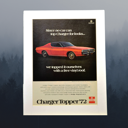 1972 Dodge Charger Vintage Ad – Classic Mopar Wall Art