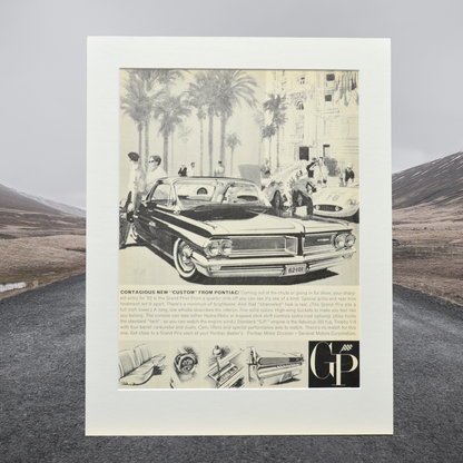 1962 Pontiac Grand Prix Ad - Vintage Muscle Car Print for Mancave or Garage Decor