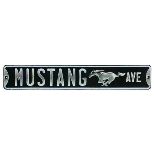 Ford - "Mustang Ave" Embossed Metal Street Sign