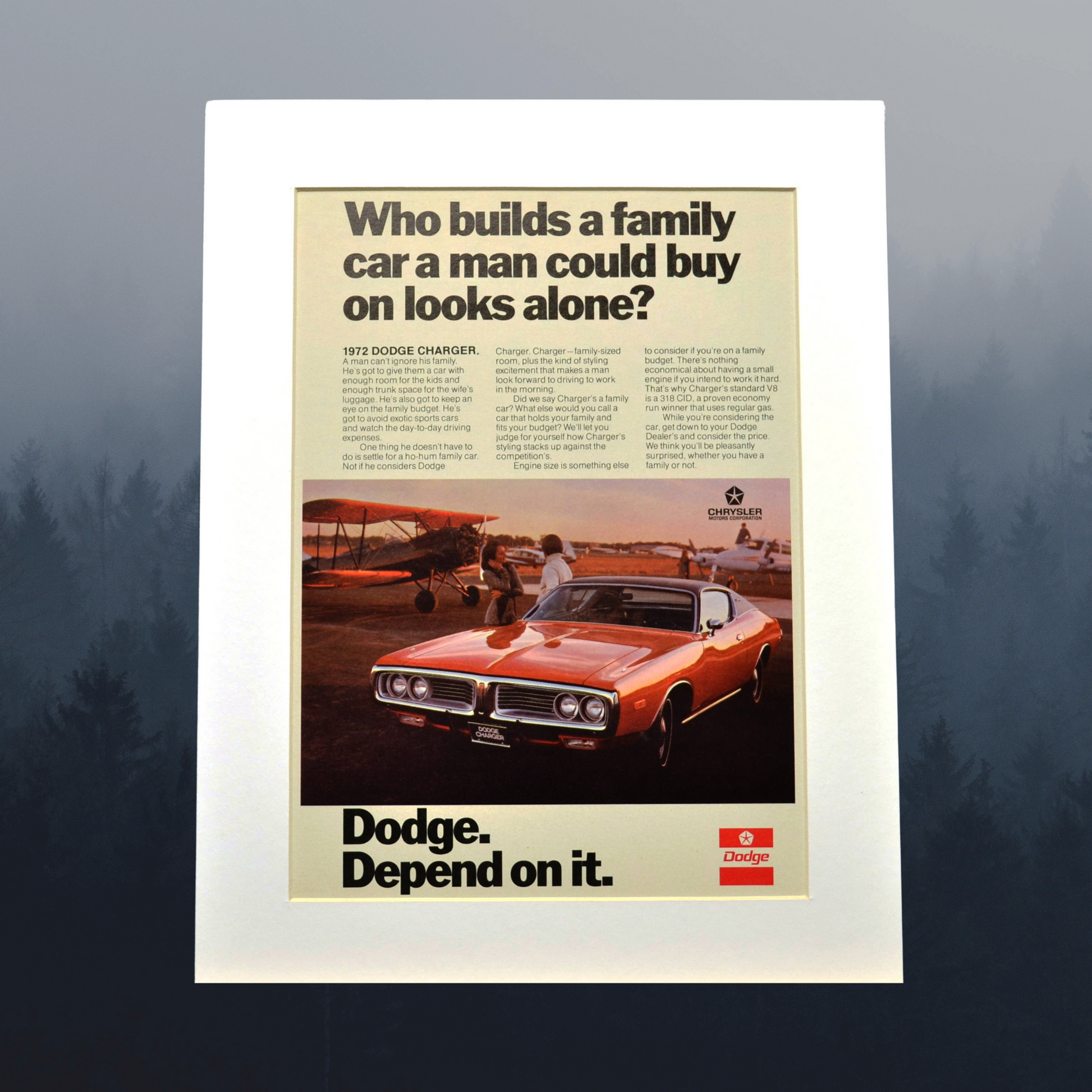 1972 Dodge Charger Vintage Ad – Classic Mopar Wall Art