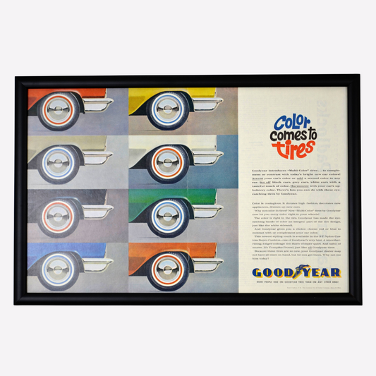 Vintage Goodyear Multi-Color Tire Ad – Framed 50s-60s Retro Wall Art