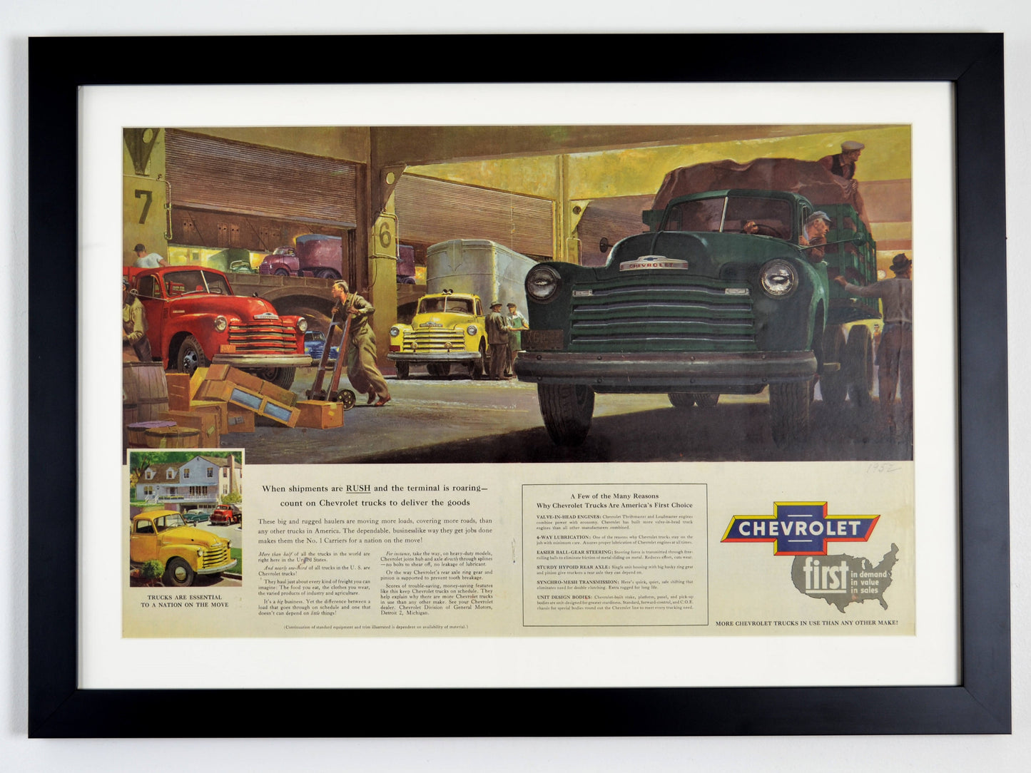 Timeless Classic: Framed 1952 Chevrolet Truck Print Ad