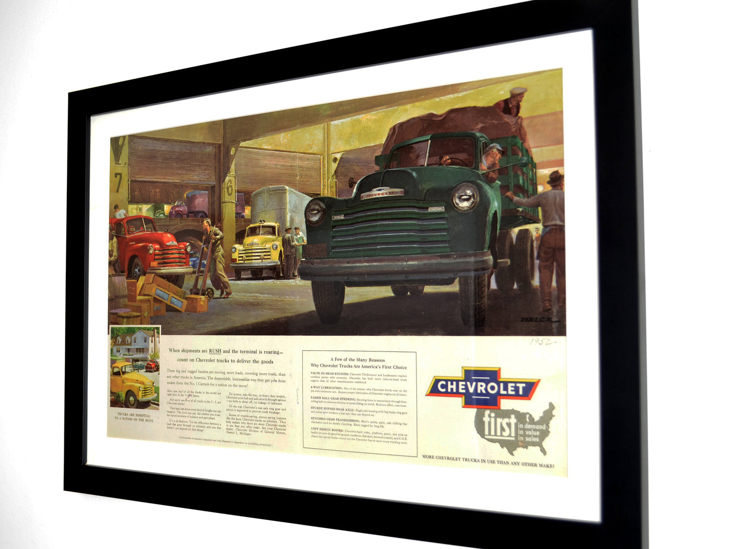 Timeless Classic: Framed 1952 Chevrolet Truck Print Ad