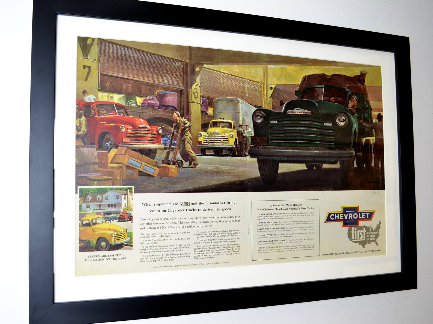 Timeless Classic: Framed 1952 Chevrolet Truck Print Ad