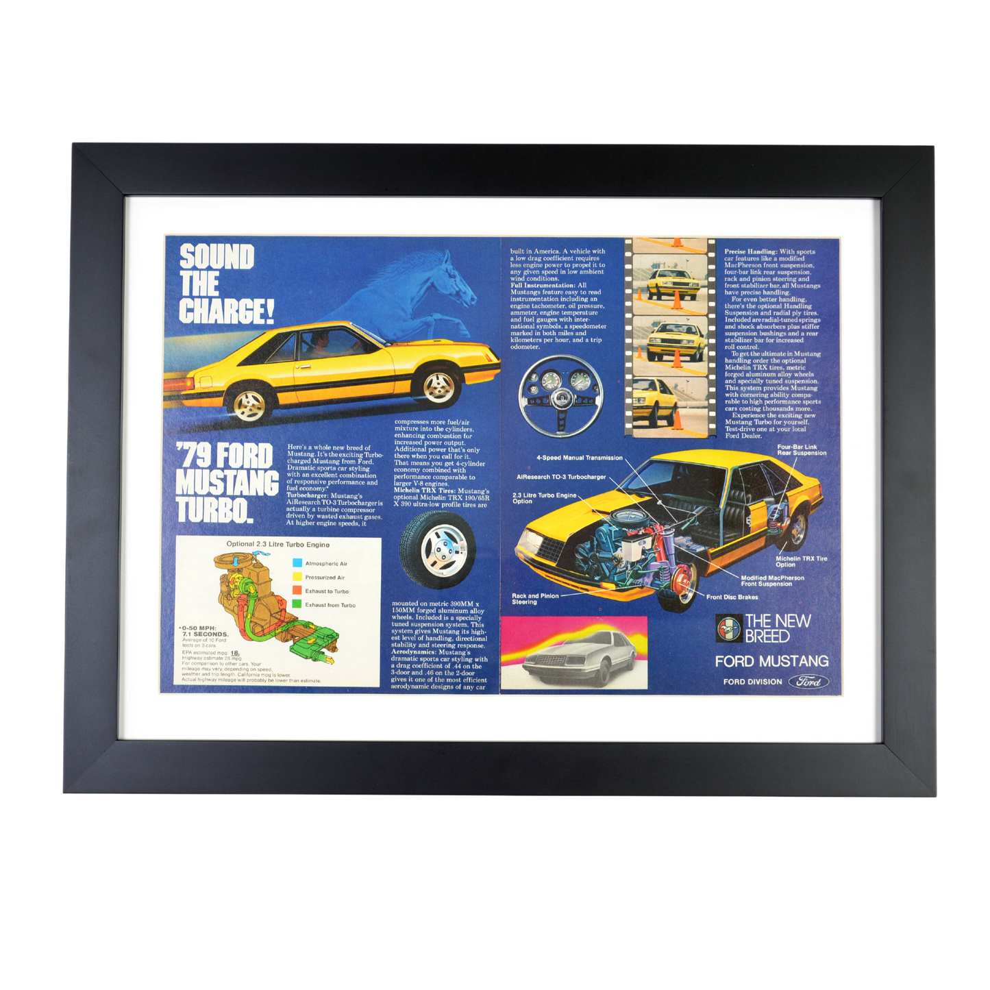 1979 Ford Mustang Turbo Ad – Framed Foxbody Mustang wall Art