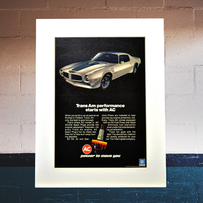 1972 Pontiac Trans-Am & AC Spark Plugs Ad