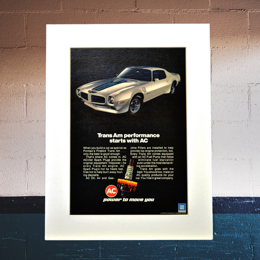 1972 Pontiac Trans-Am & AC Spark Plugs Ad