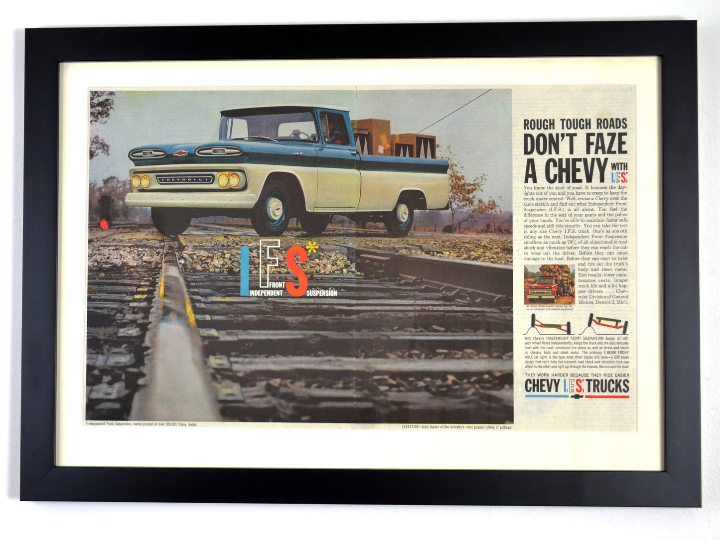 Own a Piece of Chevy History: 1961 Vintage Truck Ad, framed