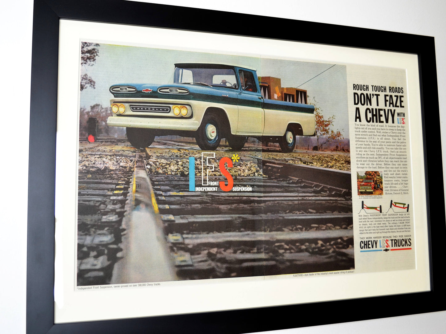 Own a Piece of Chevy History: 1961 Vintage Truck Ad, framed, side view