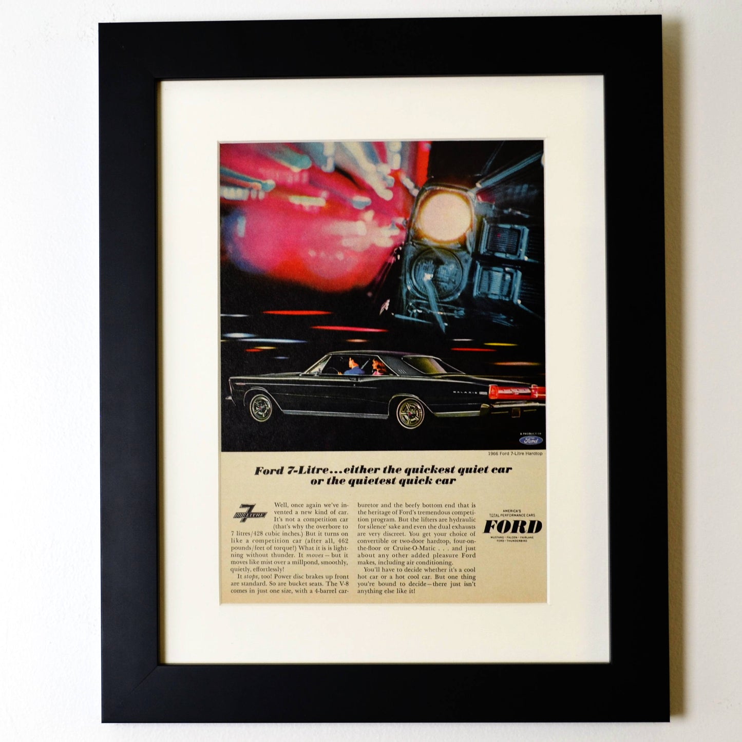 1966 Ford Galaxy 500 Ad: Framed Classic Car Wall Art