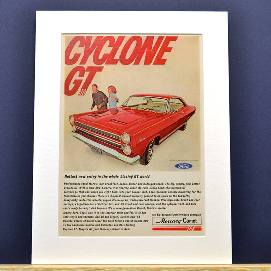 1966 Mercury Comet Cyclone Ad - Vintage Muscle Car Wall Art for Mancave or Garage Decor