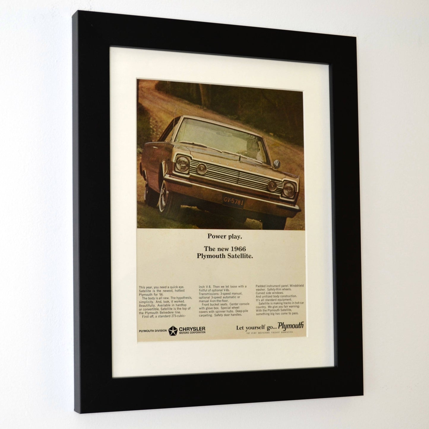 1966 Plymouth Satellite Ad - Vintage Muscle Car Print for Mancave or Garage Decor