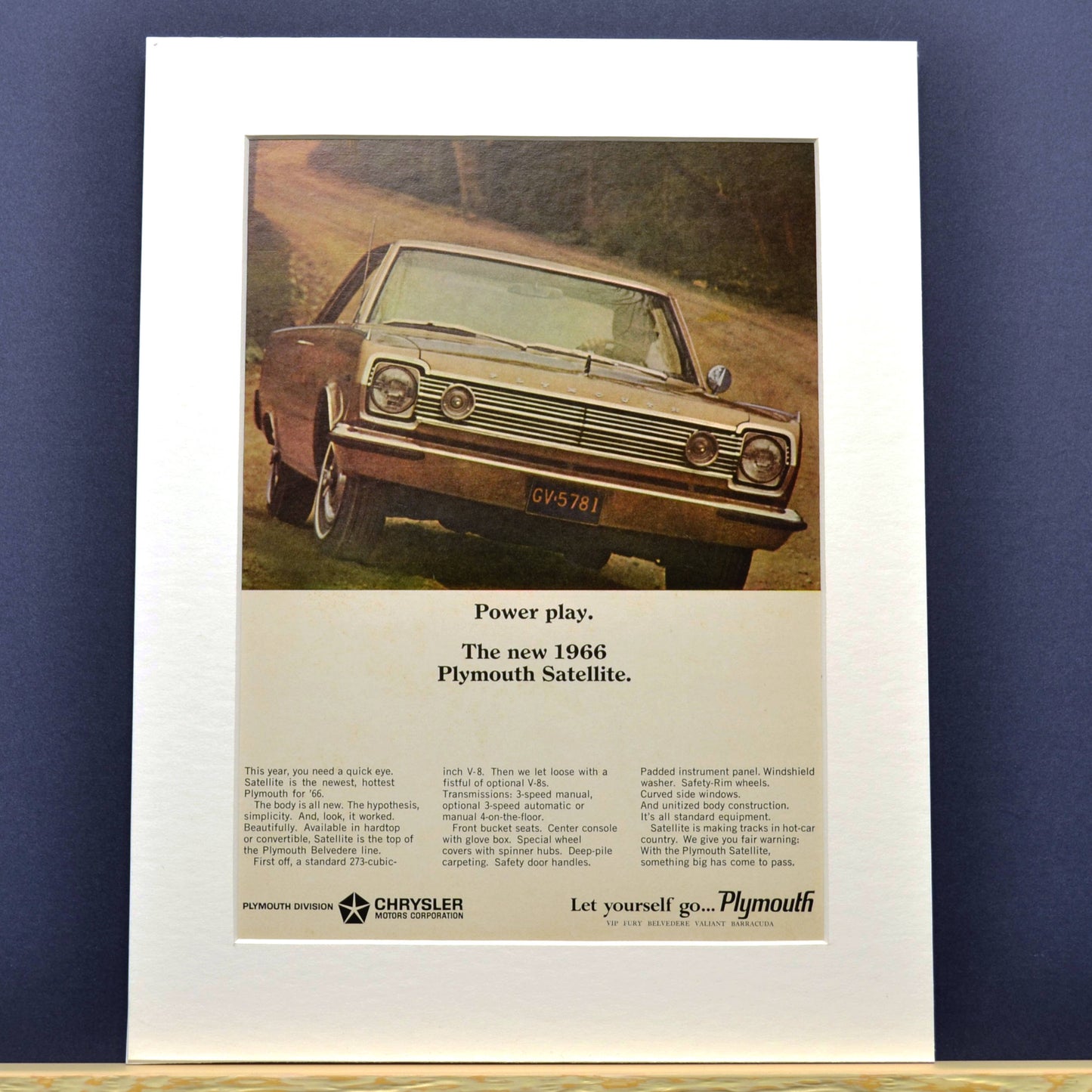 1966 Plymouth Satellite Ad - Vintage Muscle Car Print for Mancave or Garage Decor