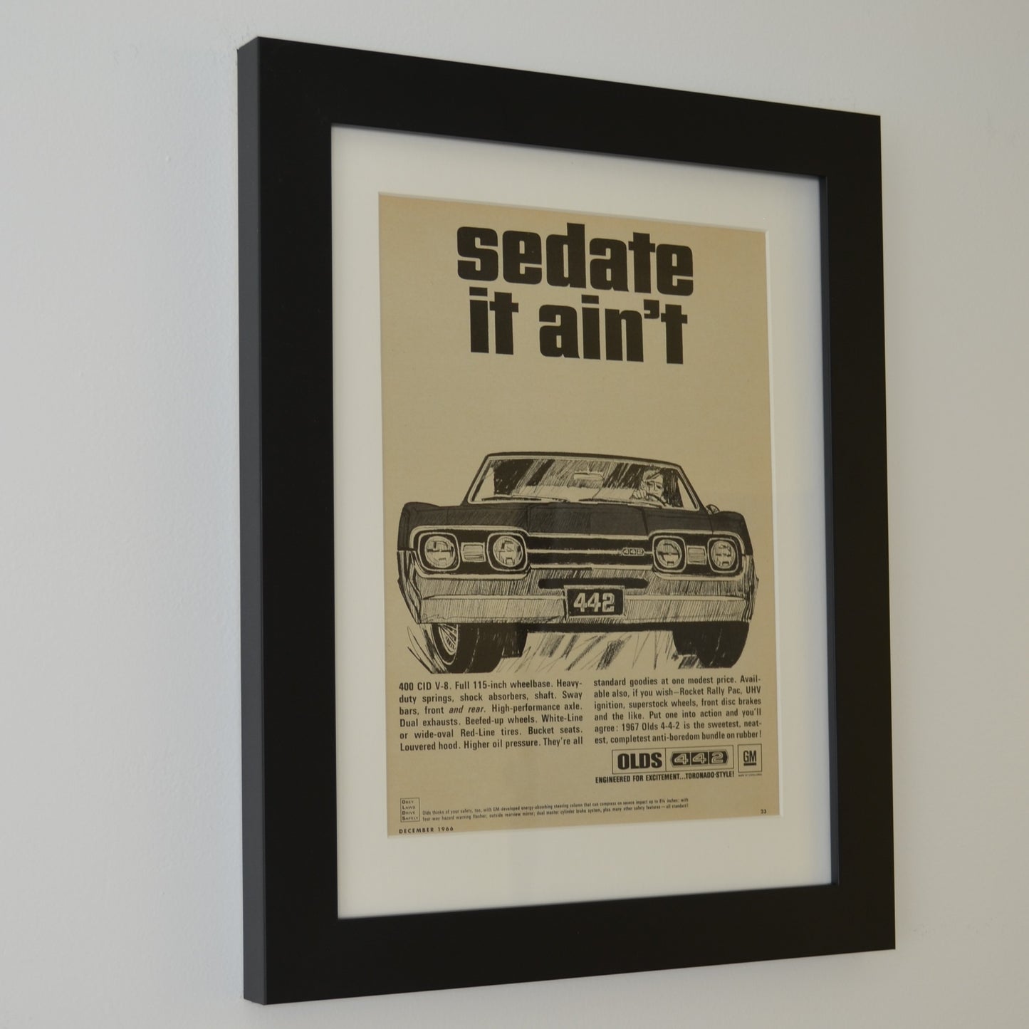 Own a Piece of Olds History: 1967 442 Framed Print, side view