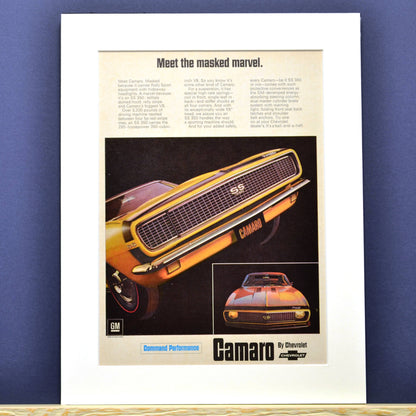 Framed 1967 Camaro SS Print Ad: Classic Chevy Muscle Wall Decor