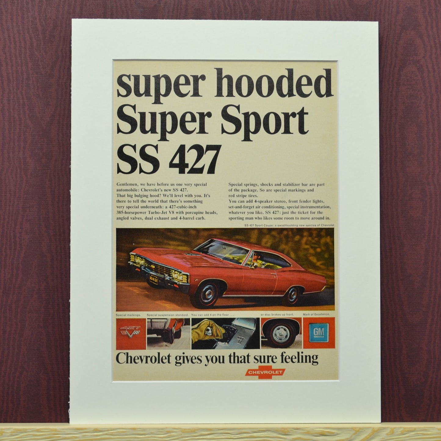 Legendary 427: 1967 Impala SS 427 Framed muscle car Ad