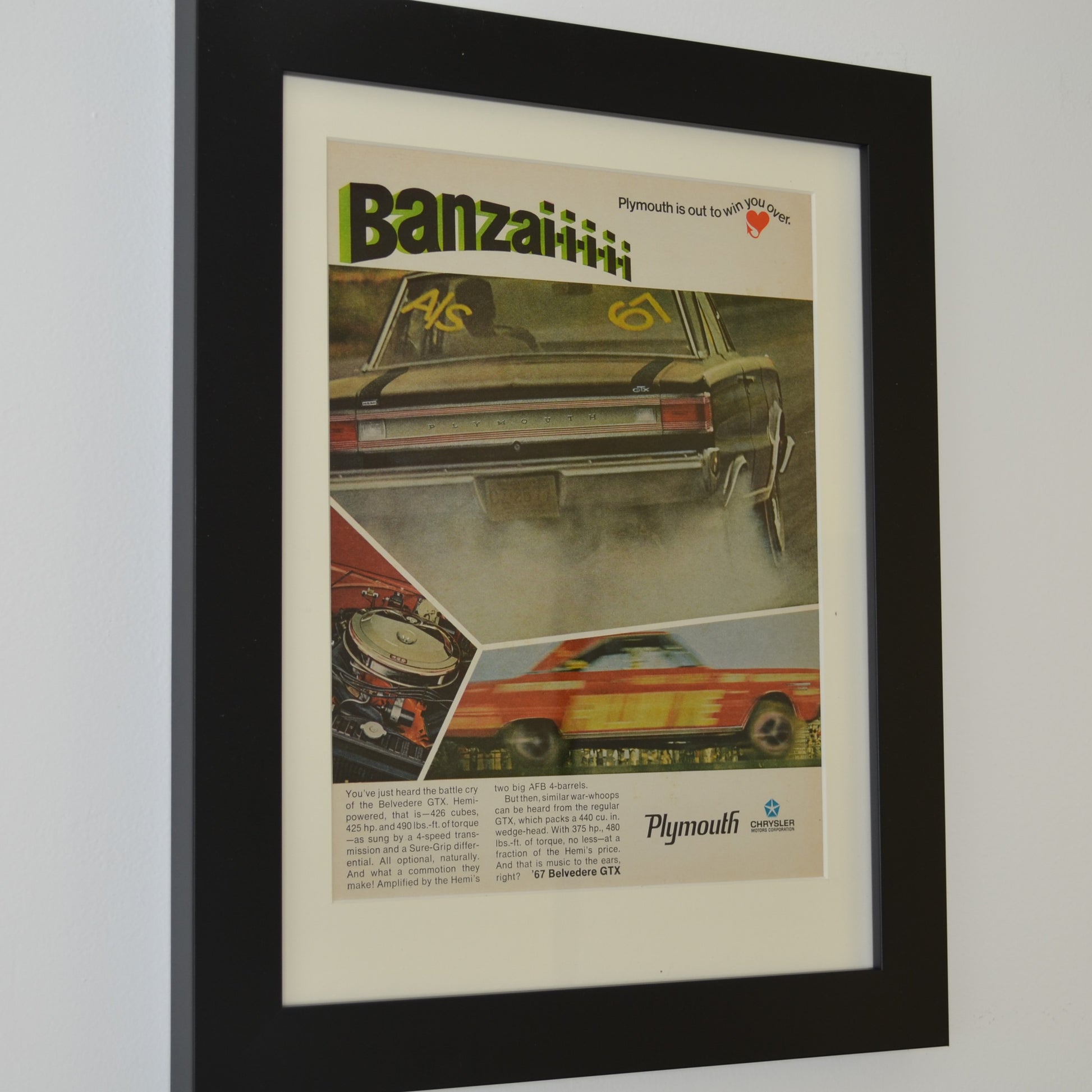 67 plymouth belvedere print ad sideview