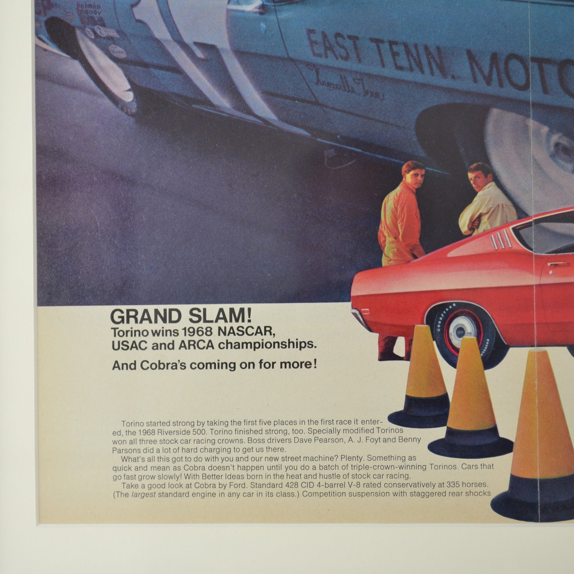 1968 Ford Torino NASCAR Ad – Framed Retro Racing Wall Art, 15x20 - Vintage Art Garage