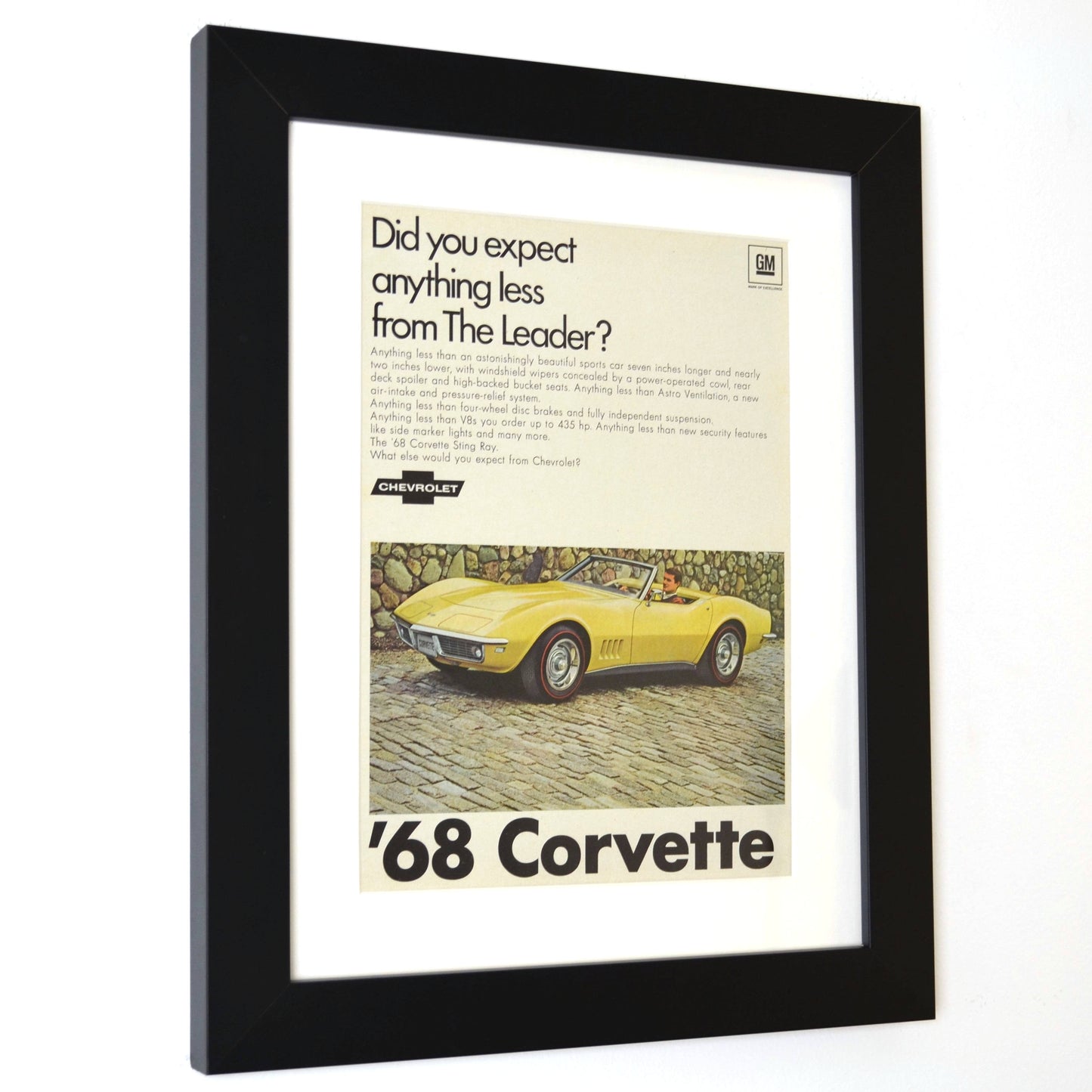 1968 Chevy Corvette Ad: Framed Classic Muscle Car Art