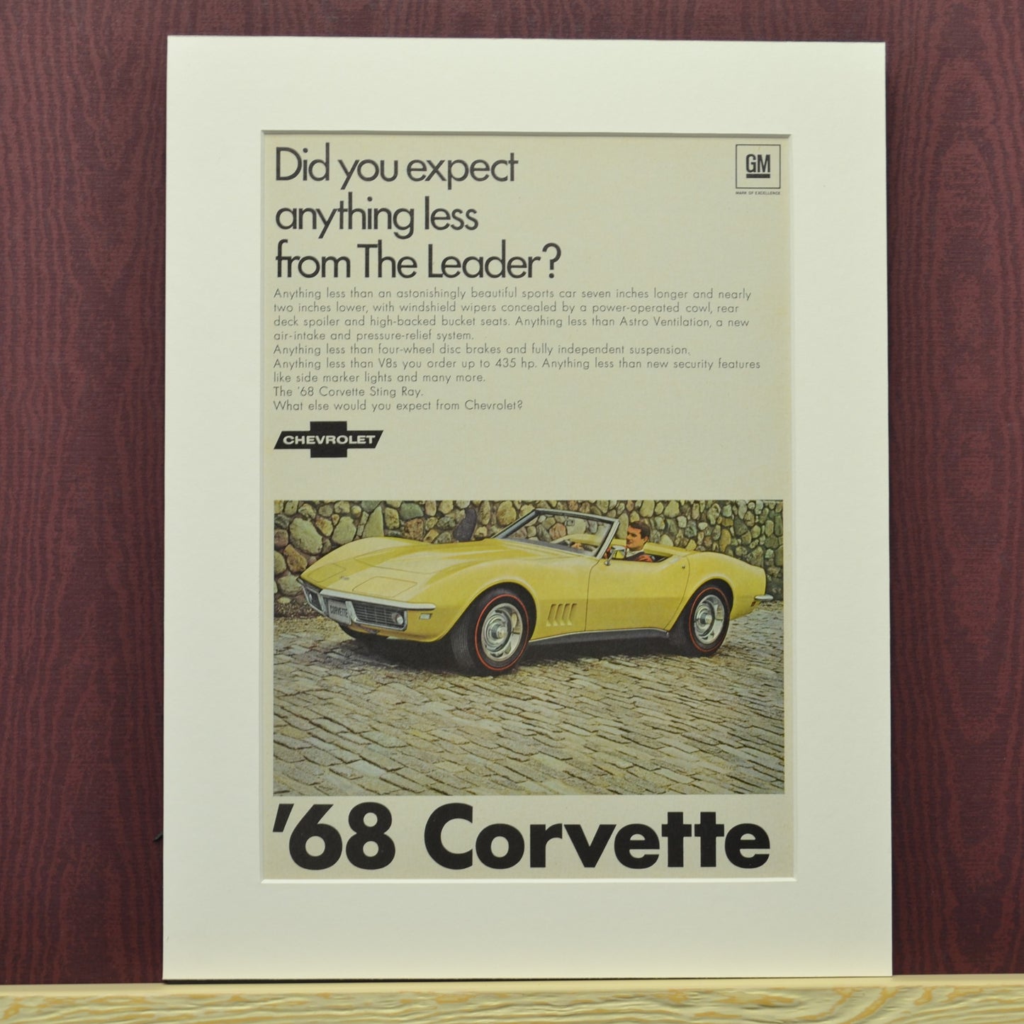 1968 Chevy Corvette Ad: Framed Classic Muscle Car Art