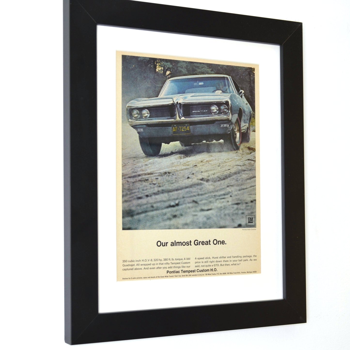 1968 Pontiac Tempest Custom H.O. Ad framed