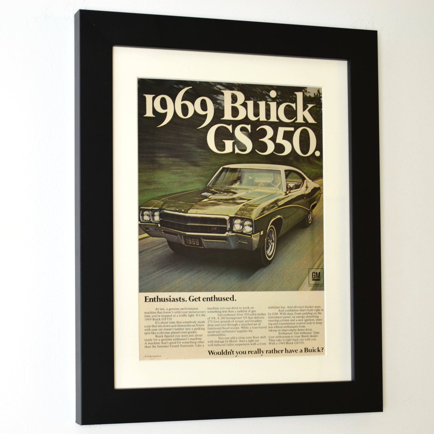 1969 Buick GS 350 print side view framed