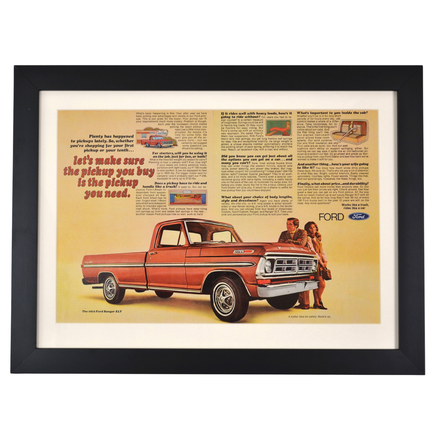 1972 Ford Ranger XLT Pickup Ad – Framed Vintage Truck Art