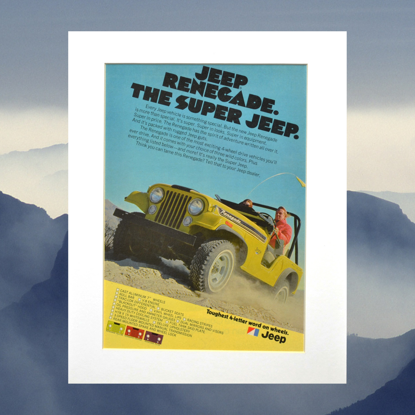 1972 Jeep CJ Renegade vintage ad-where the road ends the fun begins print ad