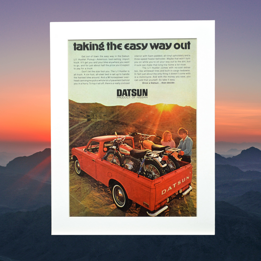 Vintage 1972 Datsun Lil Hustler Pickup Print Ad 