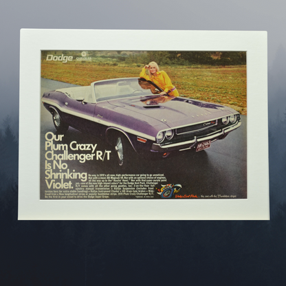 Vintage Plum Crazy Dodge Challenger Ad - Classic Mopar Wall Art