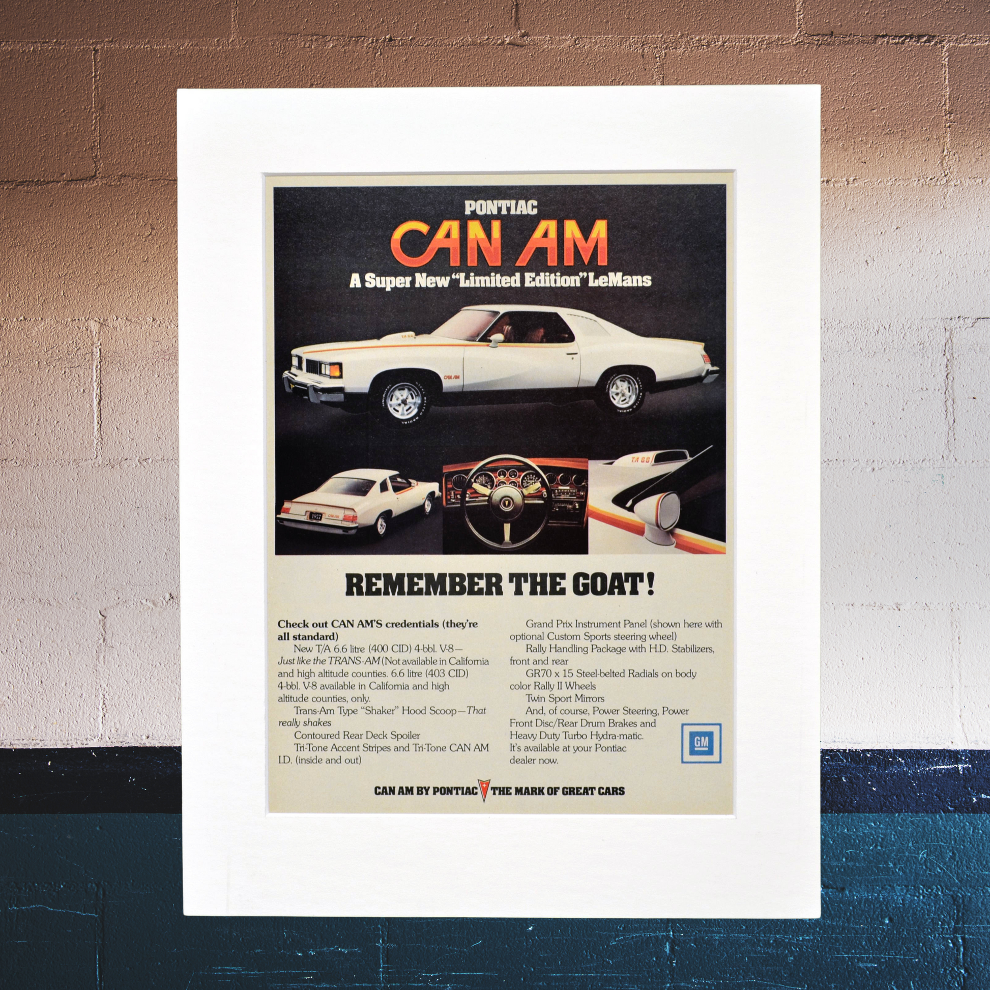 1977 Pontiac Can Am classic car wall art