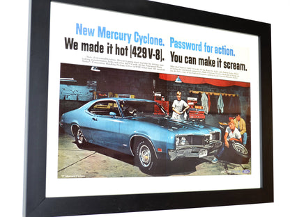 1970 Mercury Cyclone 429 V8 Ad – Framed Muscle Car Art