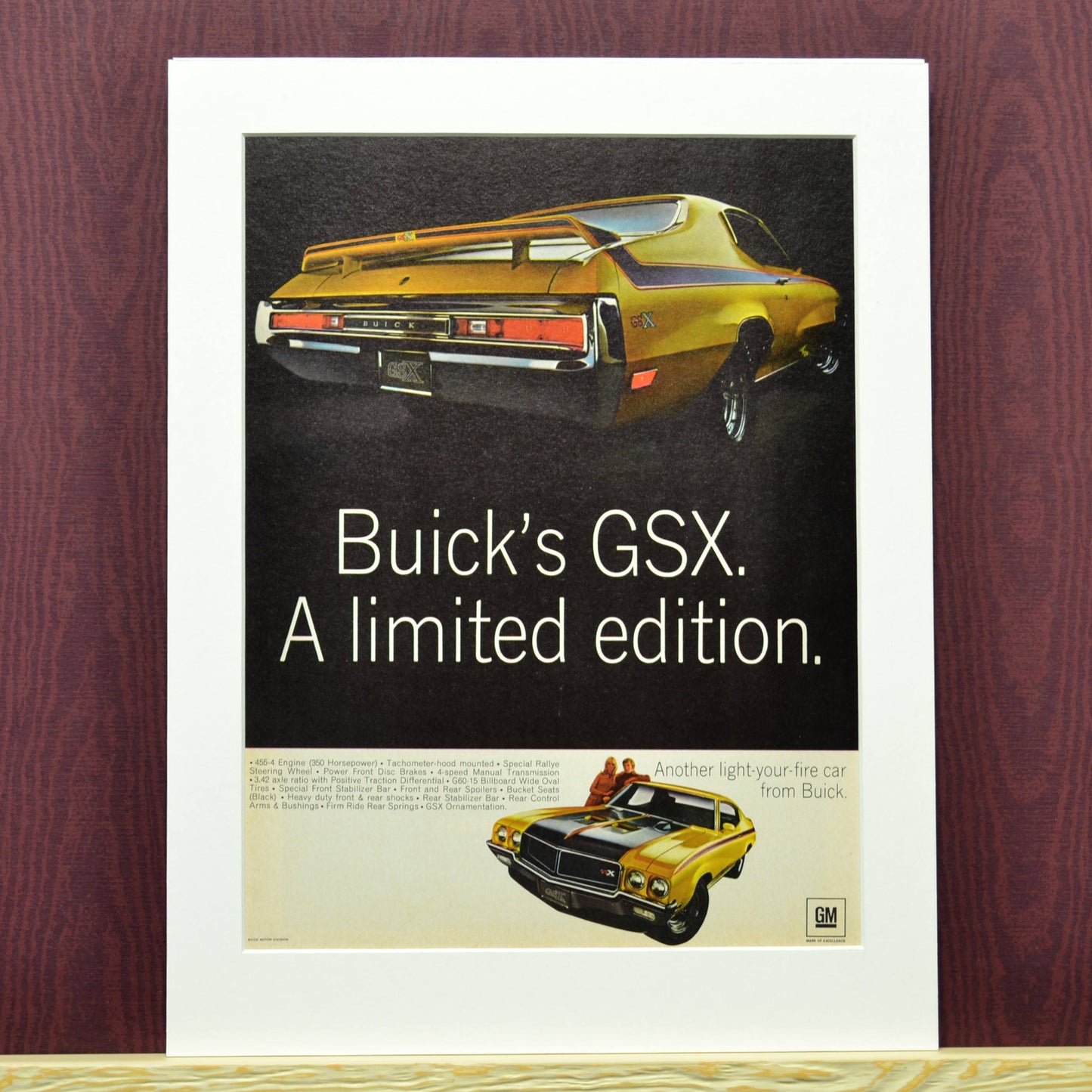 1970 Buick GSX classic car wall art, Framed vintage automotive print